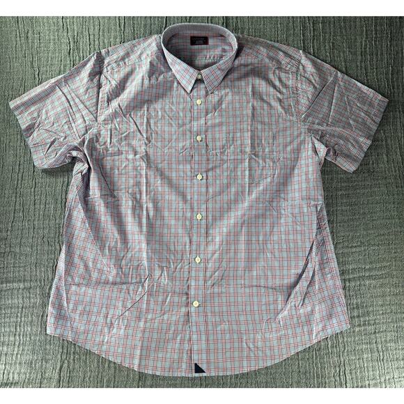 UNTUCKit Sauterns Mens XX-Large Short Sleeve Button Up Red Blue Plaid‎ Shirt - Picture 1 of 6